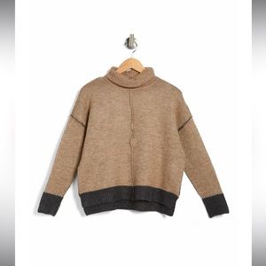 Oversize Colorblock Turtleneck Sweater x Sweet Romeo